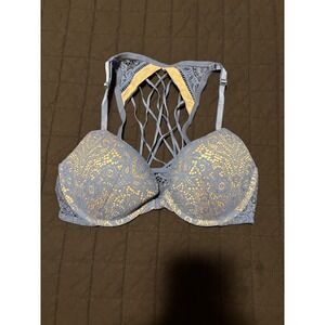 Victorias Secret Dream Angels Lace Push Up Bra 34C Blue Sexy‎ Lingerie